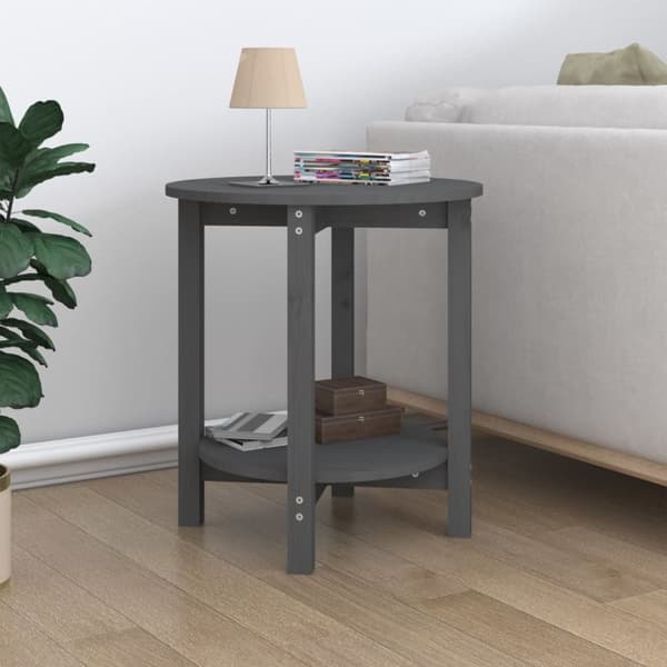 vidaXL sofabord Ø 55x60 cm massivt fyrretræ grå -  Sofaborde