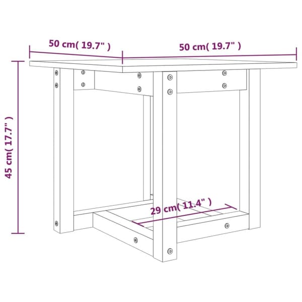 vidaXL Soffbord grå 50x50x45 cm massiv furu - Soffbord