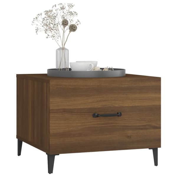vidaXL Soffbord med metallben 2 st brun ek 50x50x40 cm - Soffbord