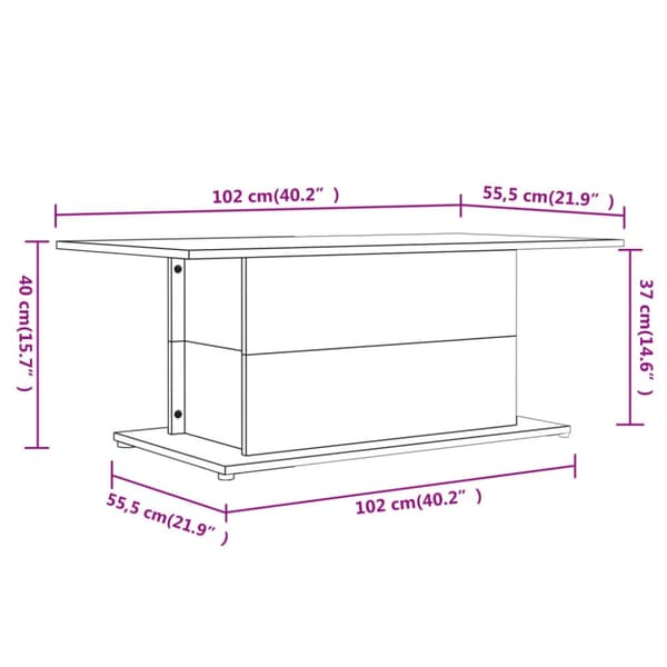 vidaXL Sohvapöytä korkeakiilto valkoinen 102x55,5x40 cm tekninen puu - Kahvipöydät