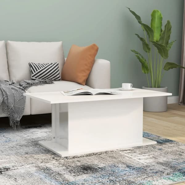 vidaXL Sohvapöytä korkeakiilto valkoinen 102x55,5x40 cm tekninen puu -  Kahvipöydät