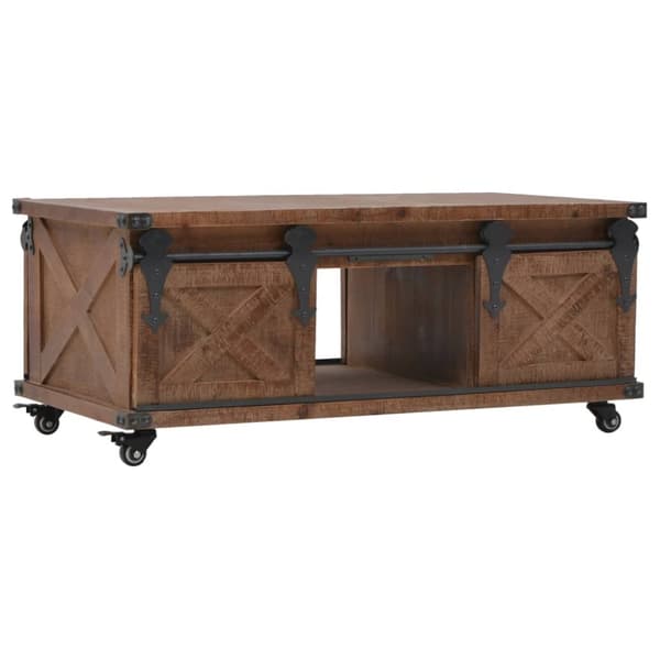 vidaXL Soffbord massivt granträ 91x51x38 cm brun -  Soffbord