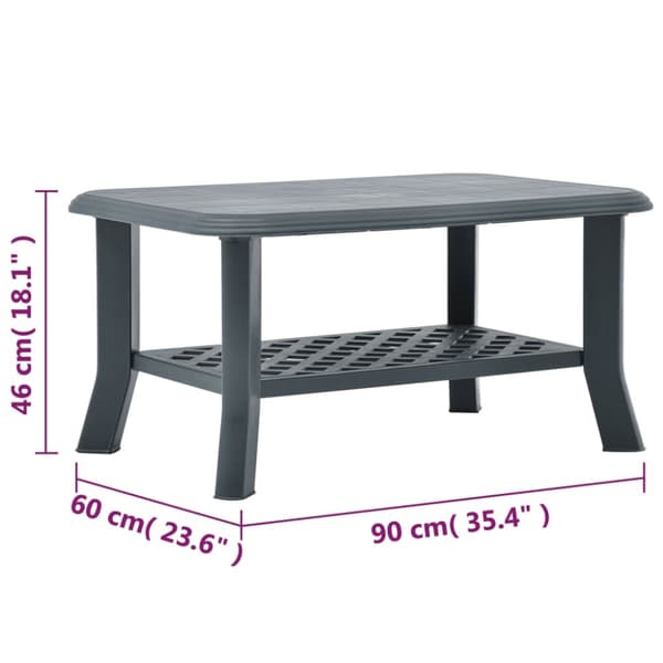 vidaXL sofabord 90 x 60 x 46 cm plastik grøn - Sofaborde
