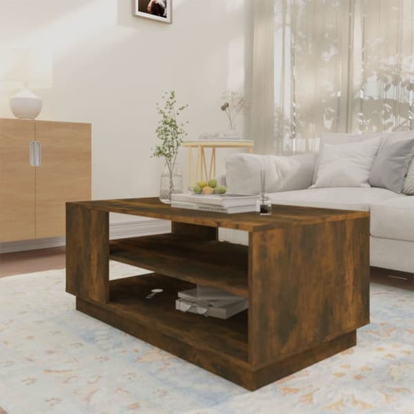 vidaXL sofabord 102x55x43 cm konstrueret træ røget egetræsfarve -  Sofaborde