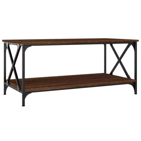 vidaXL Soffbord brun ek 100x50x45 cm konstruerat trä och järn - Soffbord