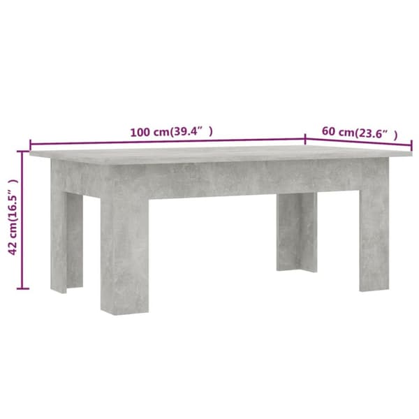 vidaXL Soffbord betonggrå 100x60x42 cm konstruerat trä - Soffbord