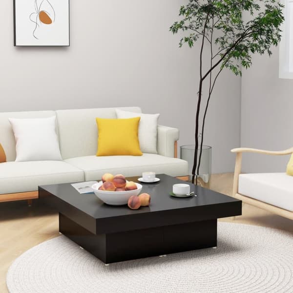 vidaXL Soffbord svart 90x90x28 cm konstruerat trä -  Soffbord