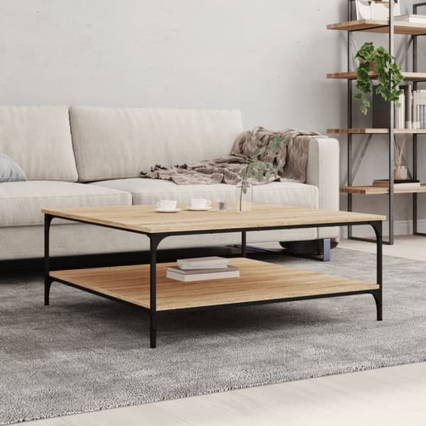 vidaXL Sohvapöytä Sonoma-tammi 100x100x40 cm tekninen puu -  Kahvipöydät