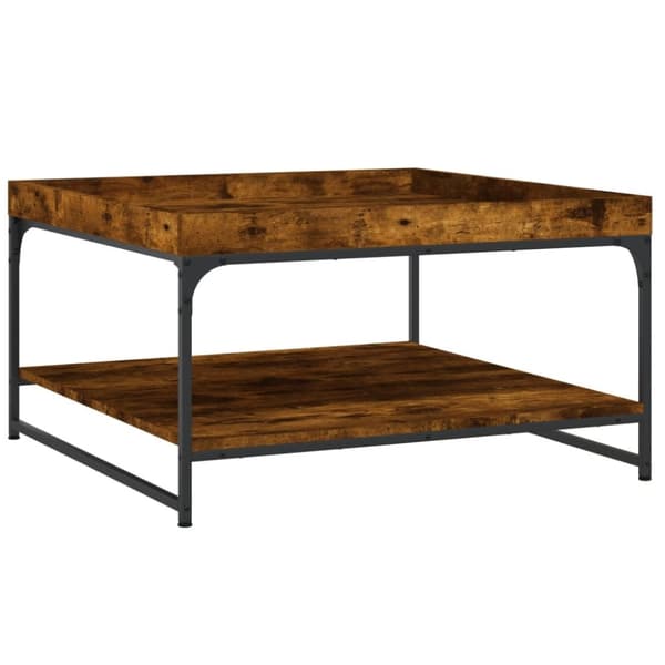 vidaXL Soffbord rökfärgad ek 80x80x45 cm konstruerat trä och järn - Soffbord
