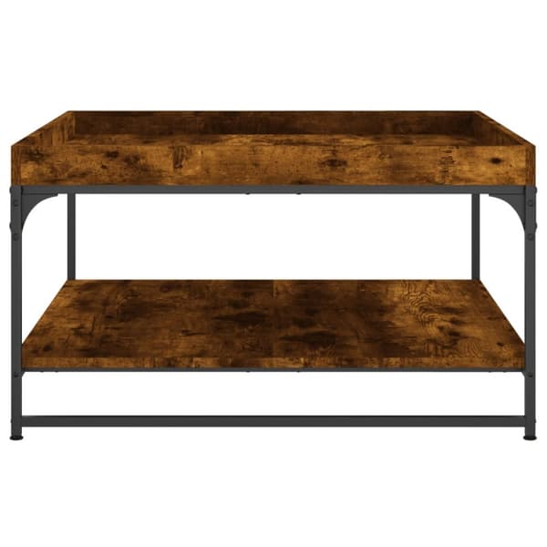 vidaXL Soffbord rökfärgad ek 80x80x45 cm konstruerat trä och järn - Soffbord