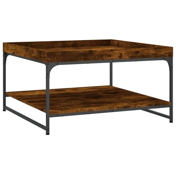vidaXL Soffbord rökfärgad ek 80x80x45 cm konstruerat trä och järn - Soffbord