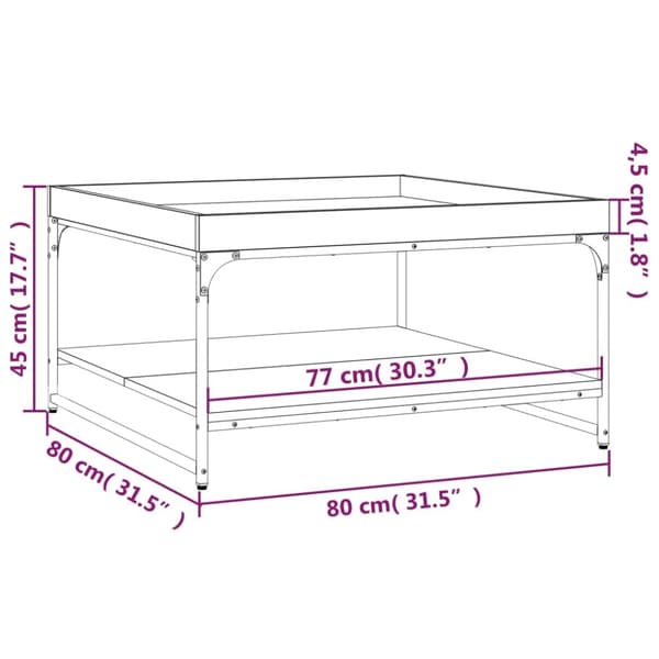 vidaXL Soffbord rökfärgad ek 80x80x45 cm konstruerat trä och järn - Soffbord