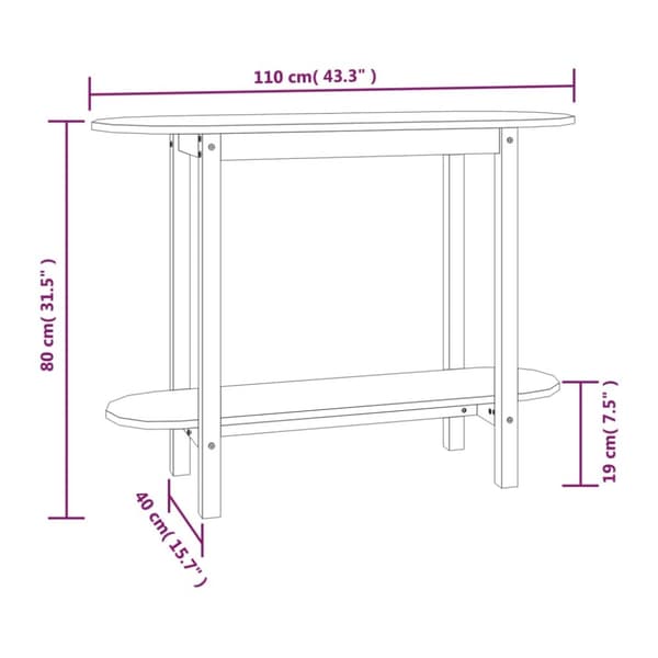 vidaXL konsolbord 110x40x80 cm massivt fyrretræ grå -  Sofaborde