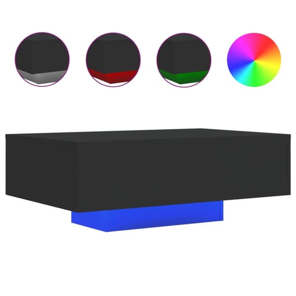 vidaXL Sohvapöytä LED-valoilla musta 85x55x31 cm - Kahvipöydät