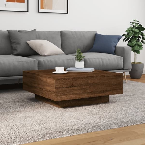 vidaXL Soffbord med LED brun ek 80x80x31 cm - Soffbord