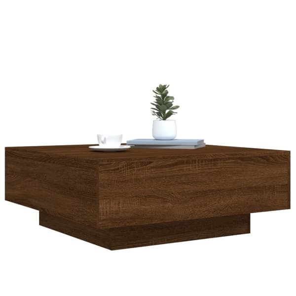 vidaXL Soffbord med LED brun ek 80x80x31 cm - Soffbord