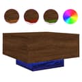 Miniatyrbillede 3 af 11: vidaXL sofabord med LED-lys 55x55x31 cm brun egetræsfarve -  Sofaborde