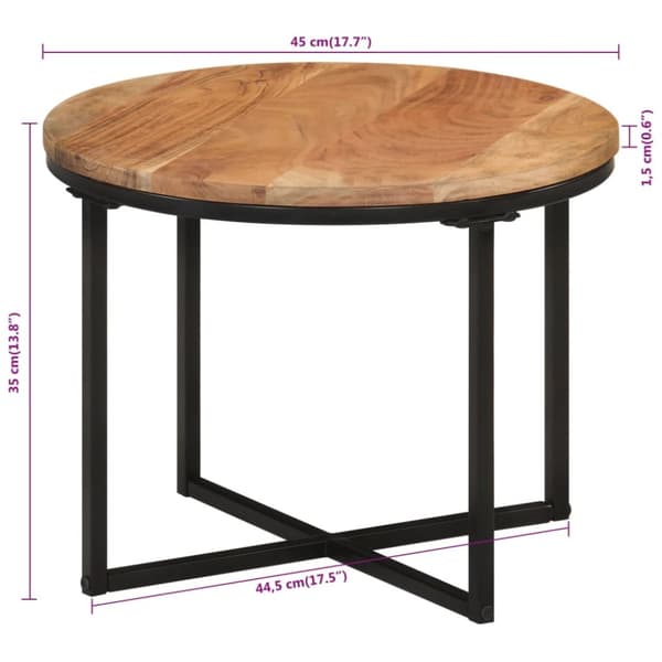 vidaXL sofabord 45x45x35 cm massivt akacietræ og jern -  Sofaborde