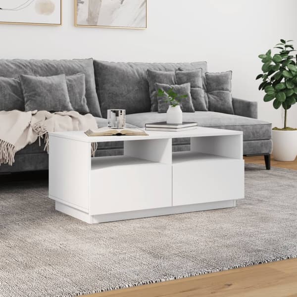 vidaXL Sohvapöytä LED-valoilla valkoinen 90x49x40 cm - Kahvipöydät