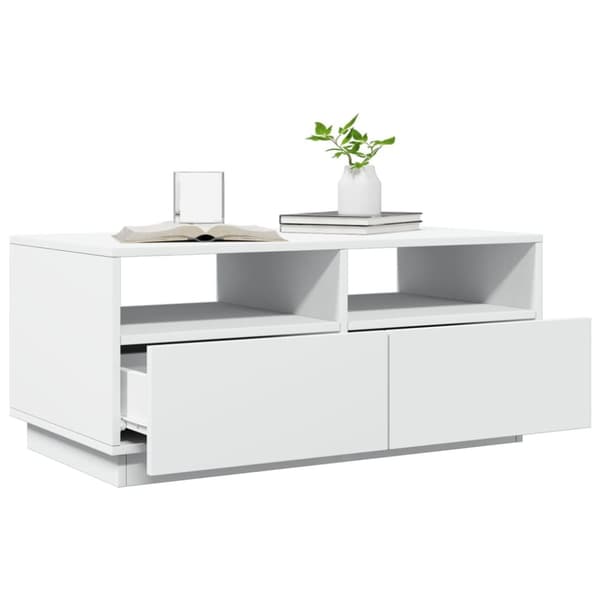 vidaXL Sohvapöytä LED-valoilla valkoinen 90x49x40 cm - Kahvipöydät