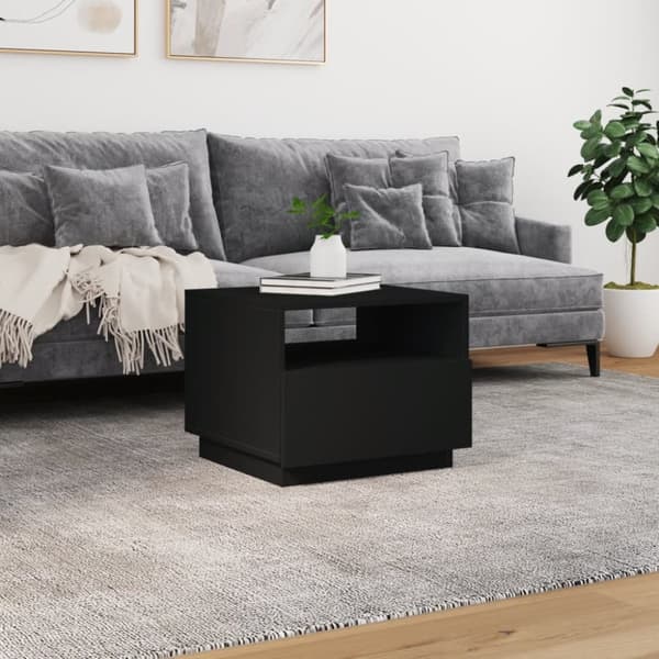 vidaXL sofabord med LED-lys 50x49x40 cm sort -  Sofaborde