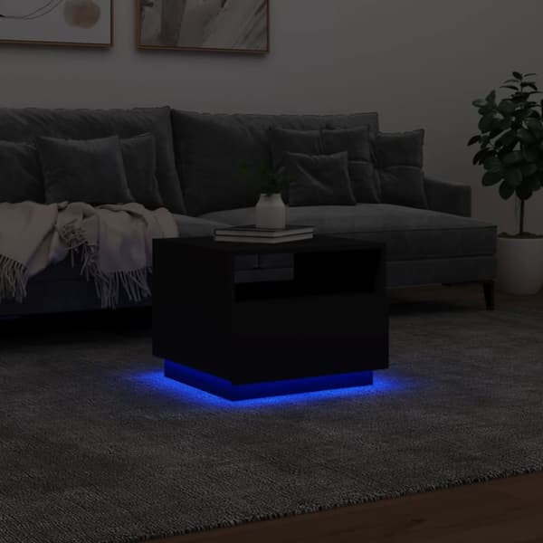 vidaXL sofabord med LED-lys 50x49x40 cm sort -  Sofaborde