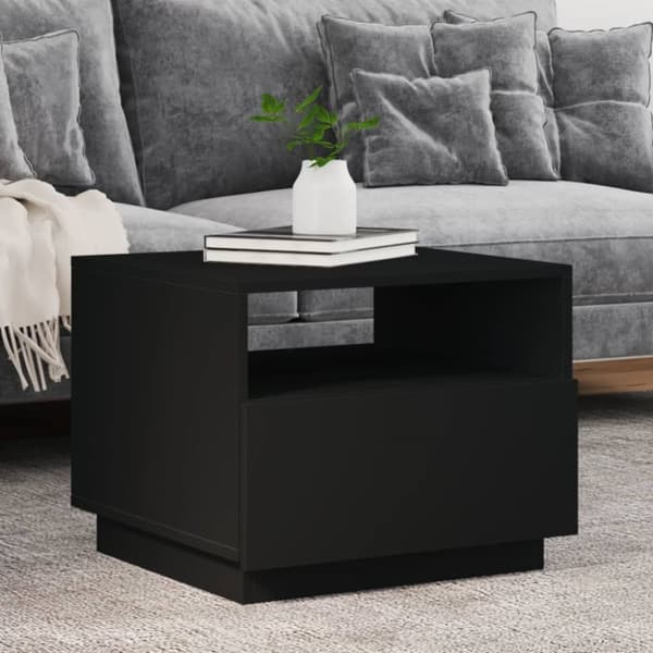 vidaXL sofabord med LED-lys 50x49x40 cm sort -  Sofaborde