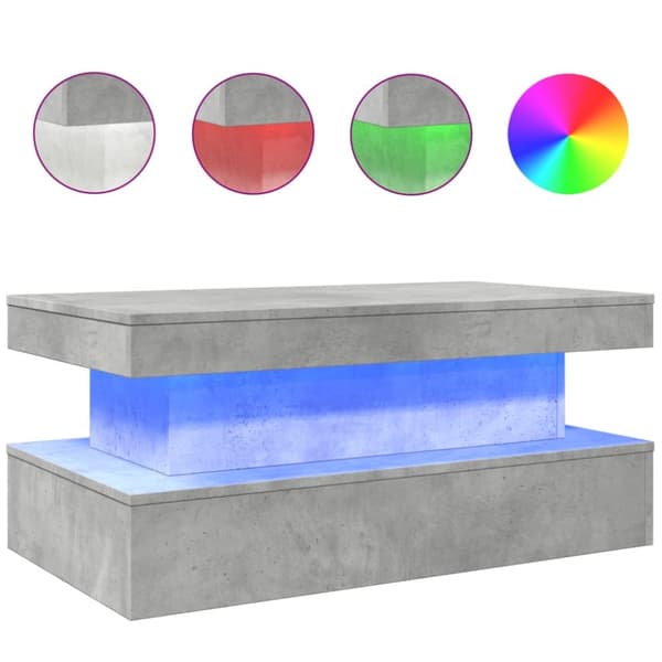 vidaXL sofabord med LED-lys 90x50x40 cm betongrå - Sofaborde