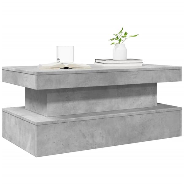 vidaXL sofabord med LED-lys 90x50x40 cm betongrå - Sofaborde