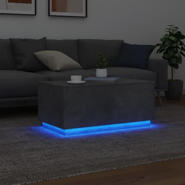 vidaXL Soffbord med LED betonggrå 90x50x40 cm - Soffbord