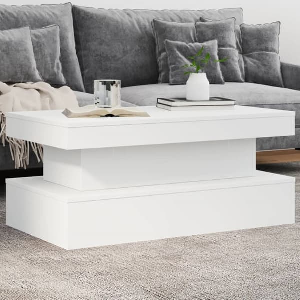 vidaXL Soffbord med LED vit 90x50x40 cm -  Soffbord