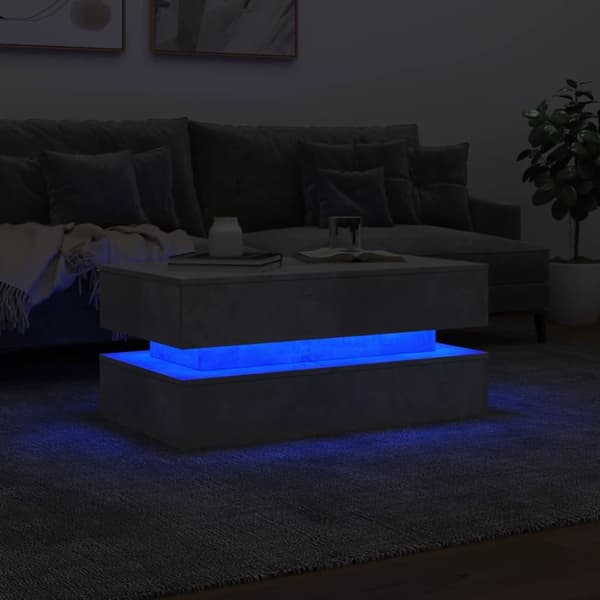 vidaXL Soffbord med LED betonggrå 90x50x40 cm - Soffbord