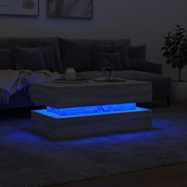 vidaXL Soffbord med LED grå sonoma 90x50x40 cm - Soffbord