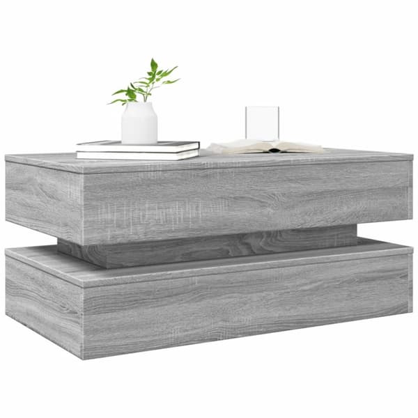 vidaXL Soffbord med LED grå sonoma 90x50x40 cm - Soffbord