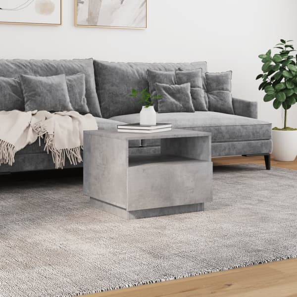 vidaXL sofabord med LED-lys 50x49x40 cm betongrå - Sofaborde