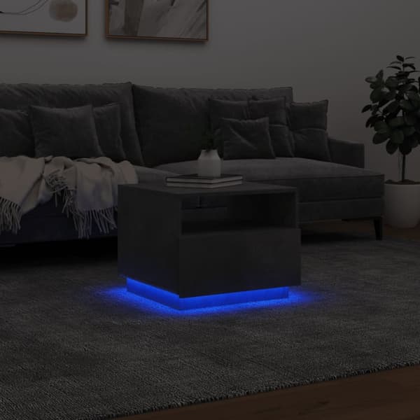 vidaXL sofabord med LED-lys 50x49x40 cm betongrå - Sofaborde