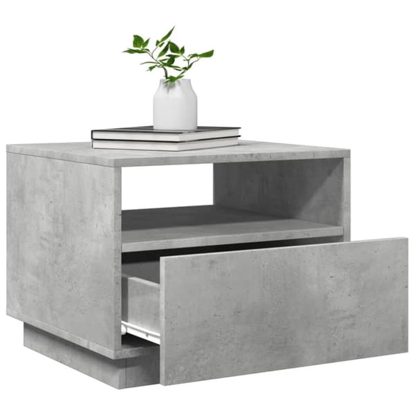 vidaXL sofabord med LED-lys 50x49x40 cm betongrå - Sofaborde