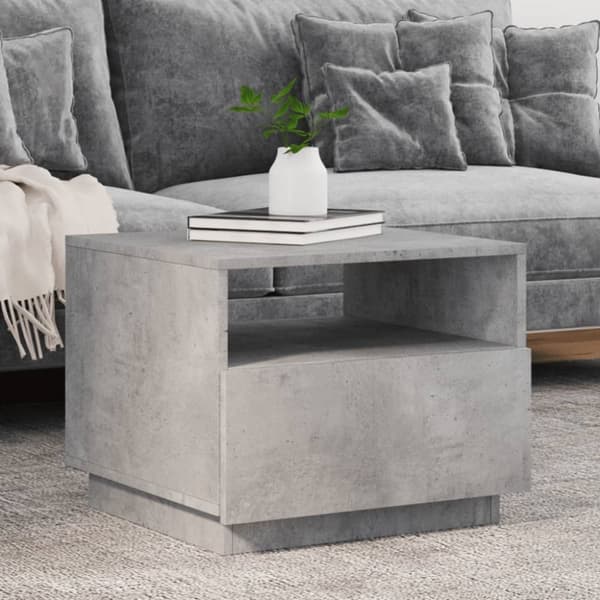 vidaXL sofabord med LED-lys 50x49x40 cm betongrå - Sofaborde