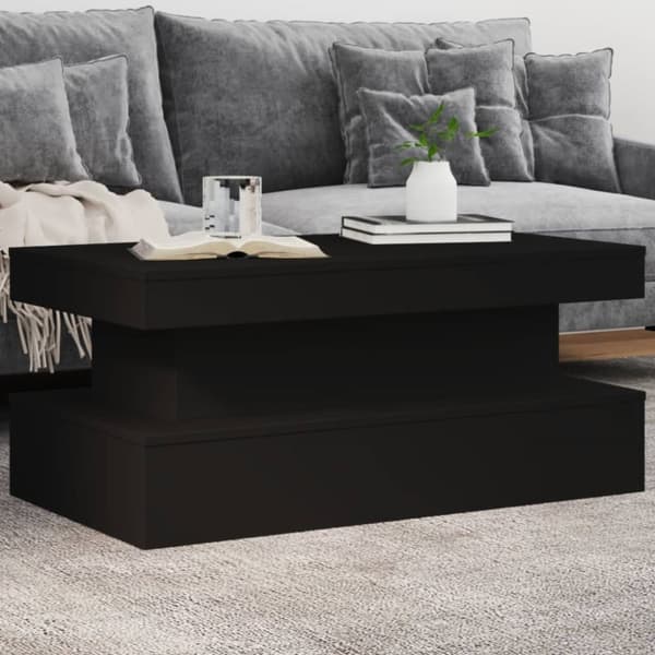 vidaXL sofabord med LED-lys 90x50x40 cm sort - Sofaborde