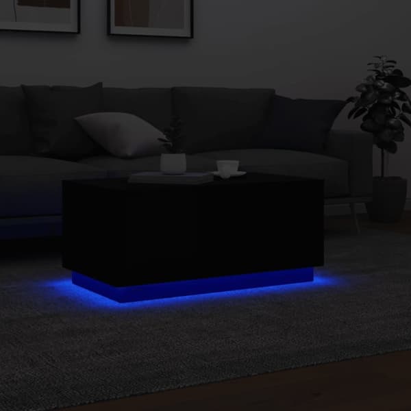 vidaXL Sohvapöytä LED-valoilla musta 90x50x40 cm - Kahvipöydät