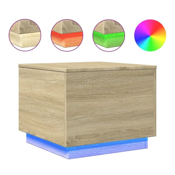 vidaXL sofabord med LED-lys 50x50x40 cm sonoma-eg - Sofaborde