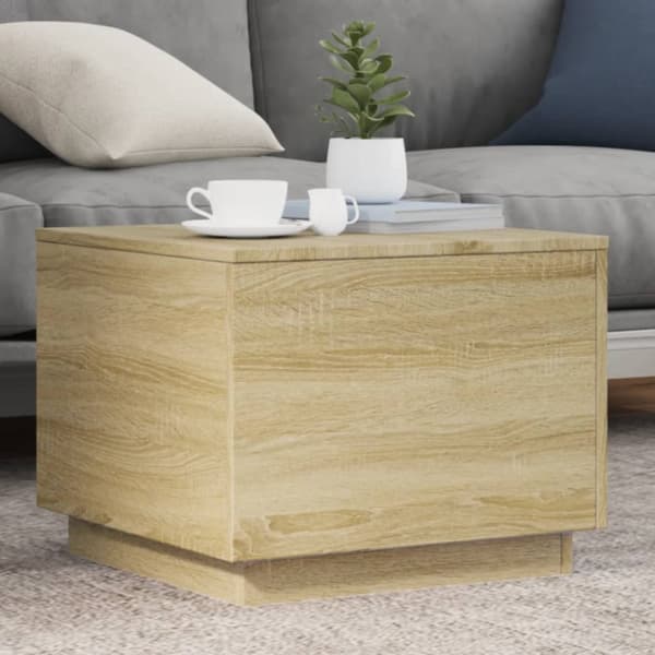 vidaXL sofabord med LED-lys 50x50x40 cm sonoma-eg -  Sofaborde