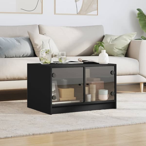 vidaXL Sohvapöytä lasiovilla musta 68x50x42 cm - Kahvipöydät