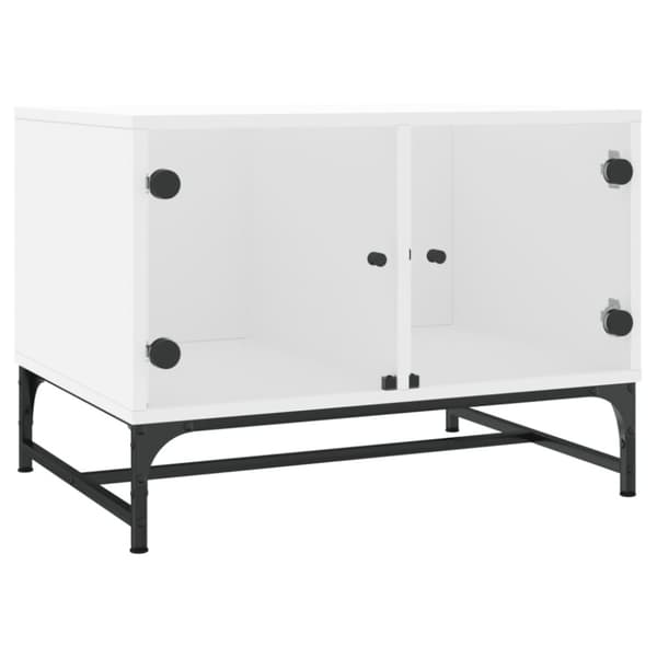vidaXL sofabord med glaslåger 68,5x50x50 cm hvid - Sofaborde