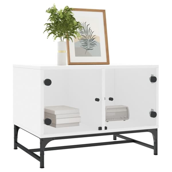 vidaXL sofabord med glaslåger 68,5x50x50 cm hvid - Sofaborde