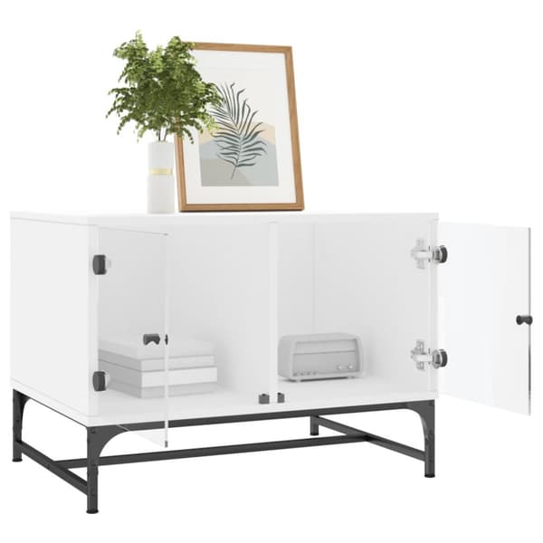 vidaXL sofabord med glaslåger 68,5x50x50 cm hvid - Sofaborde