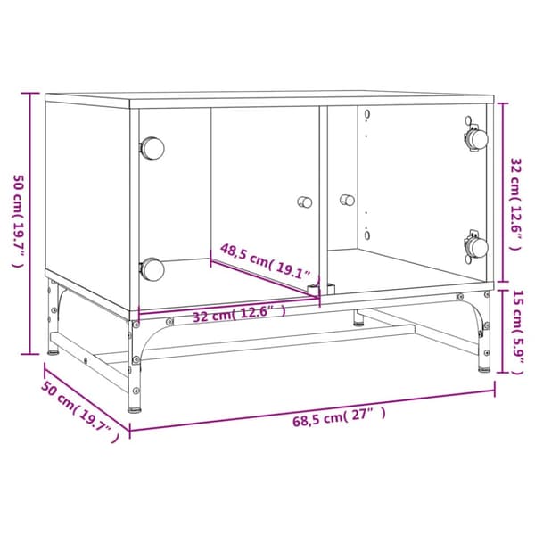 vidaXL sofabord med glaslåger 68,5x50x50 cm hvid - Sofaborde