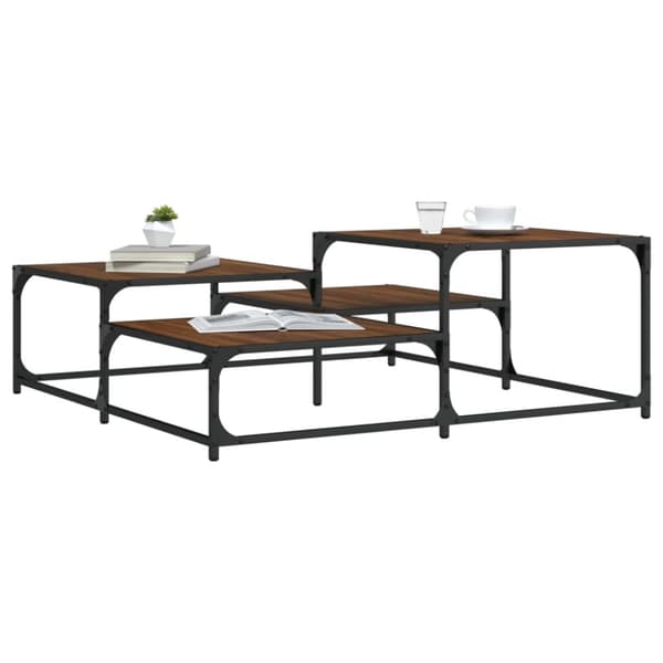 vidaXL sofabord 107x107x40 cm konstrueret træ brun egetræsfarve -  Sofaborde
