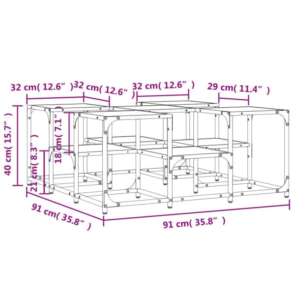 vidaXL sofabord 91x91x40 cm konstrueret træ sonoma-eg - Sofaborde
