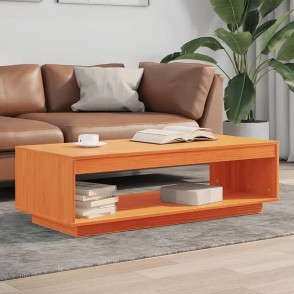 vidaXL Soffbord vaxbrun 110x50x33,5 cm massiv furu -  Soffbord